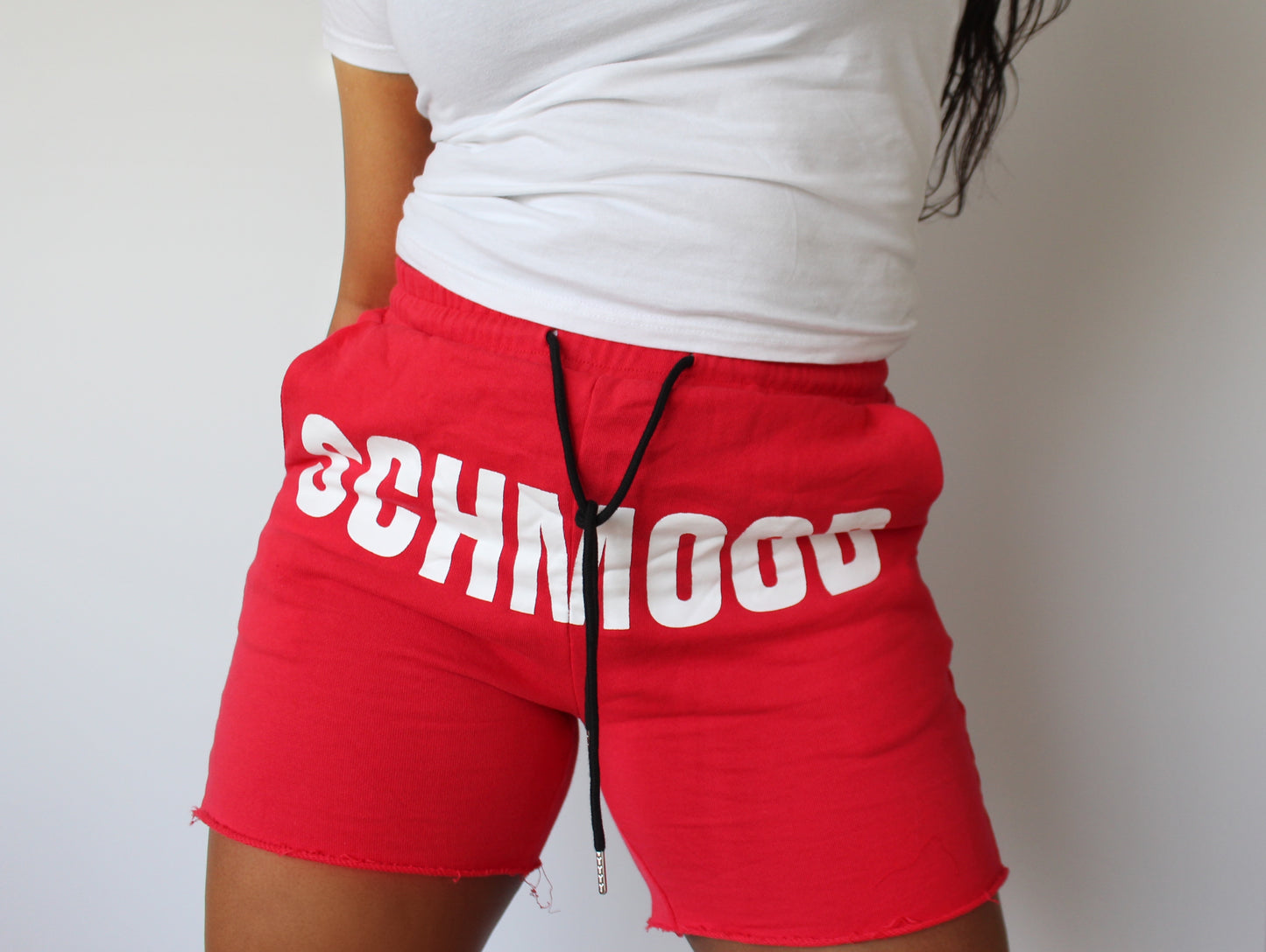 SCHMOOD Sweat Shorts - Red/White