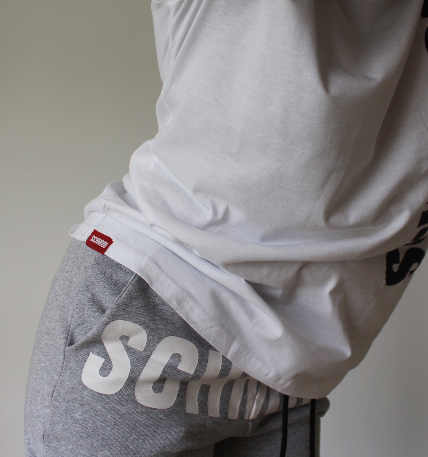 SCHMOOD Sweat Shorts - Heather Gray/White