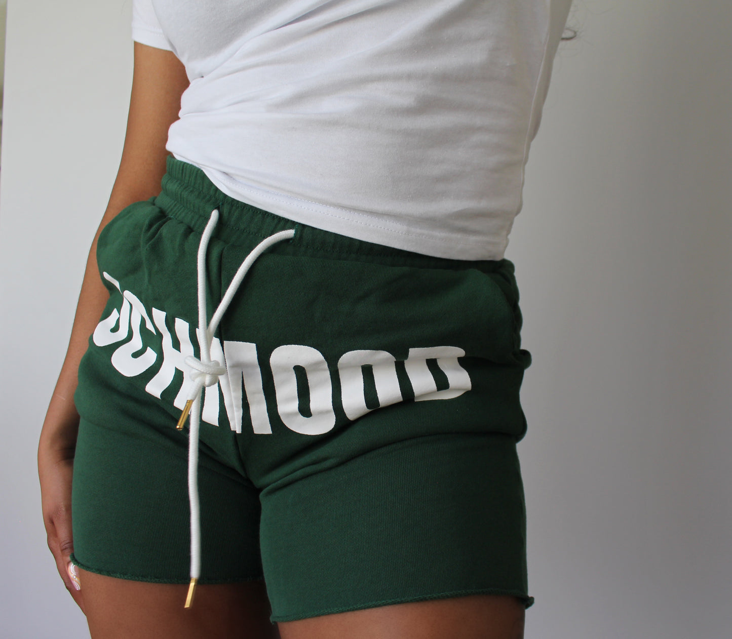 SCHMOOD Sweat Shorts - Forest Green/White