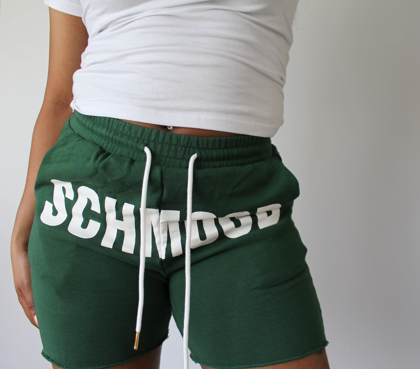 SCHMOOD Sweat Shorts - Forest Green/White