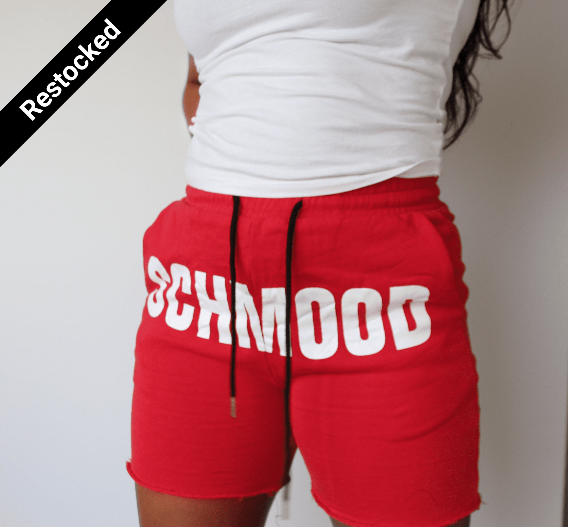 SCHMOOD Sweat Shorts - Red/White