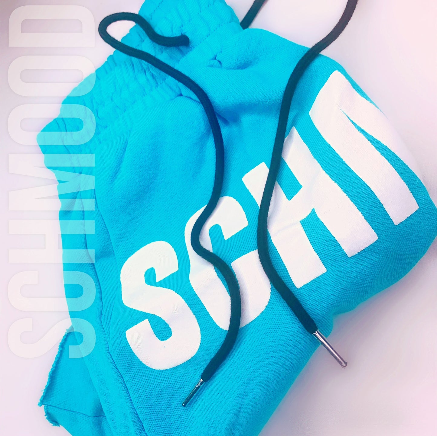 SCHMOOD Sweat Shorts - Blue Turquoise/White/Black