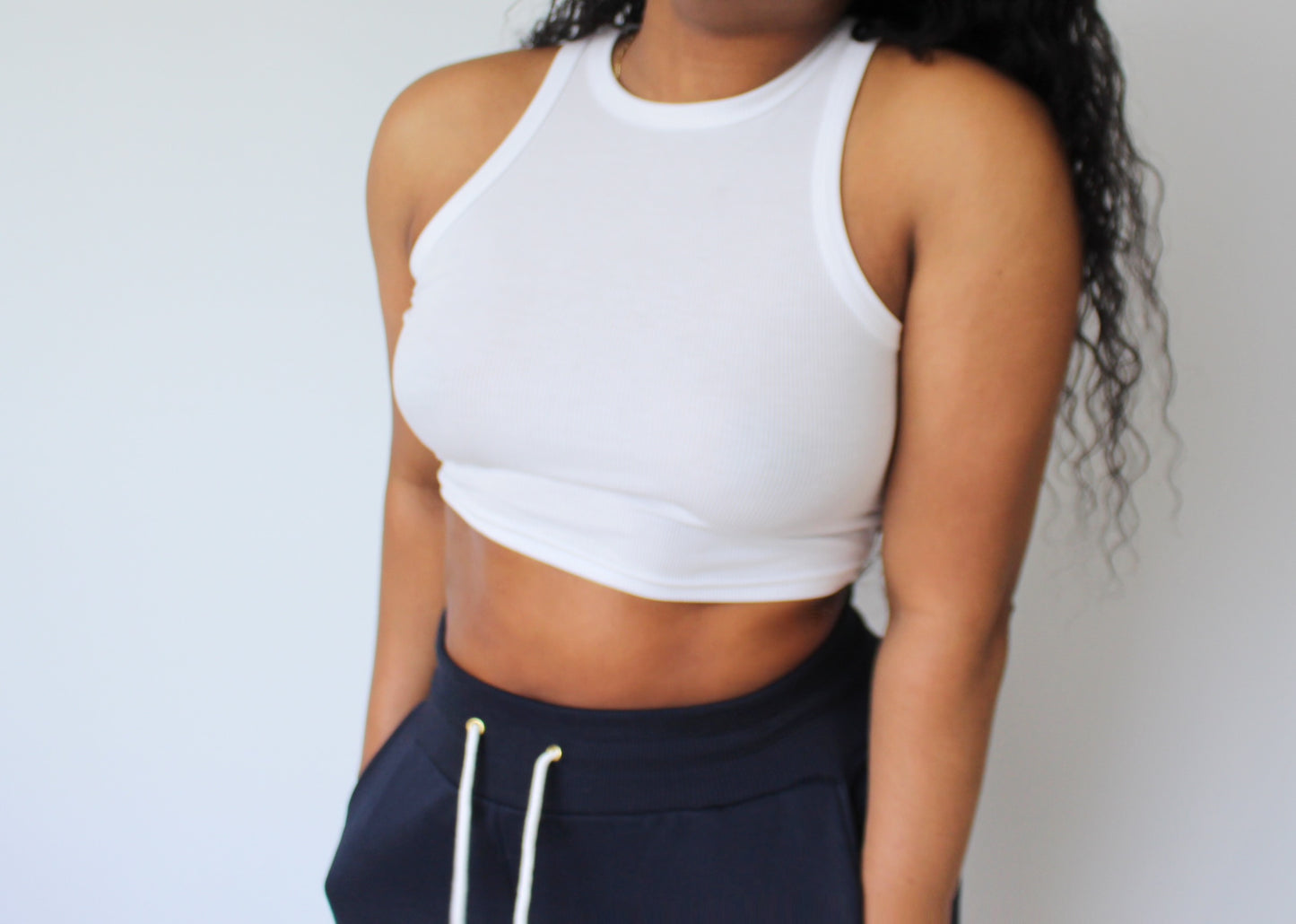 Lazy Day Ribbed Cropped Tank - White